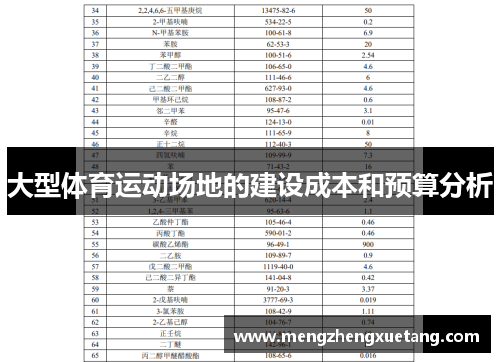 大型体育运动场地的建设成本和预算分析